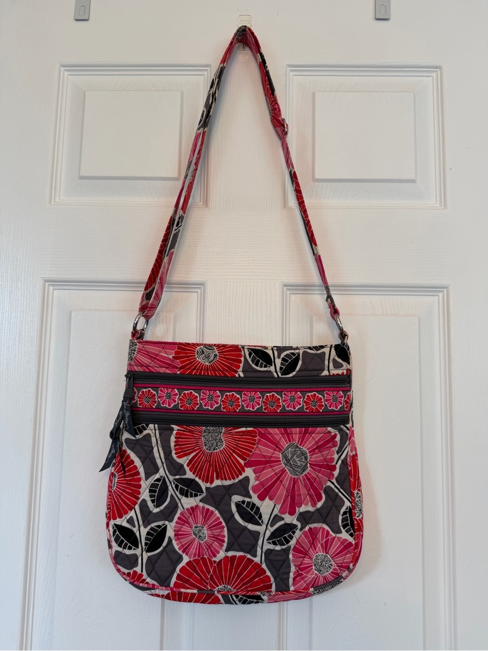 Vera Bradley Cherry Blossoms Pink and Red Floral Quilted Crossbody
